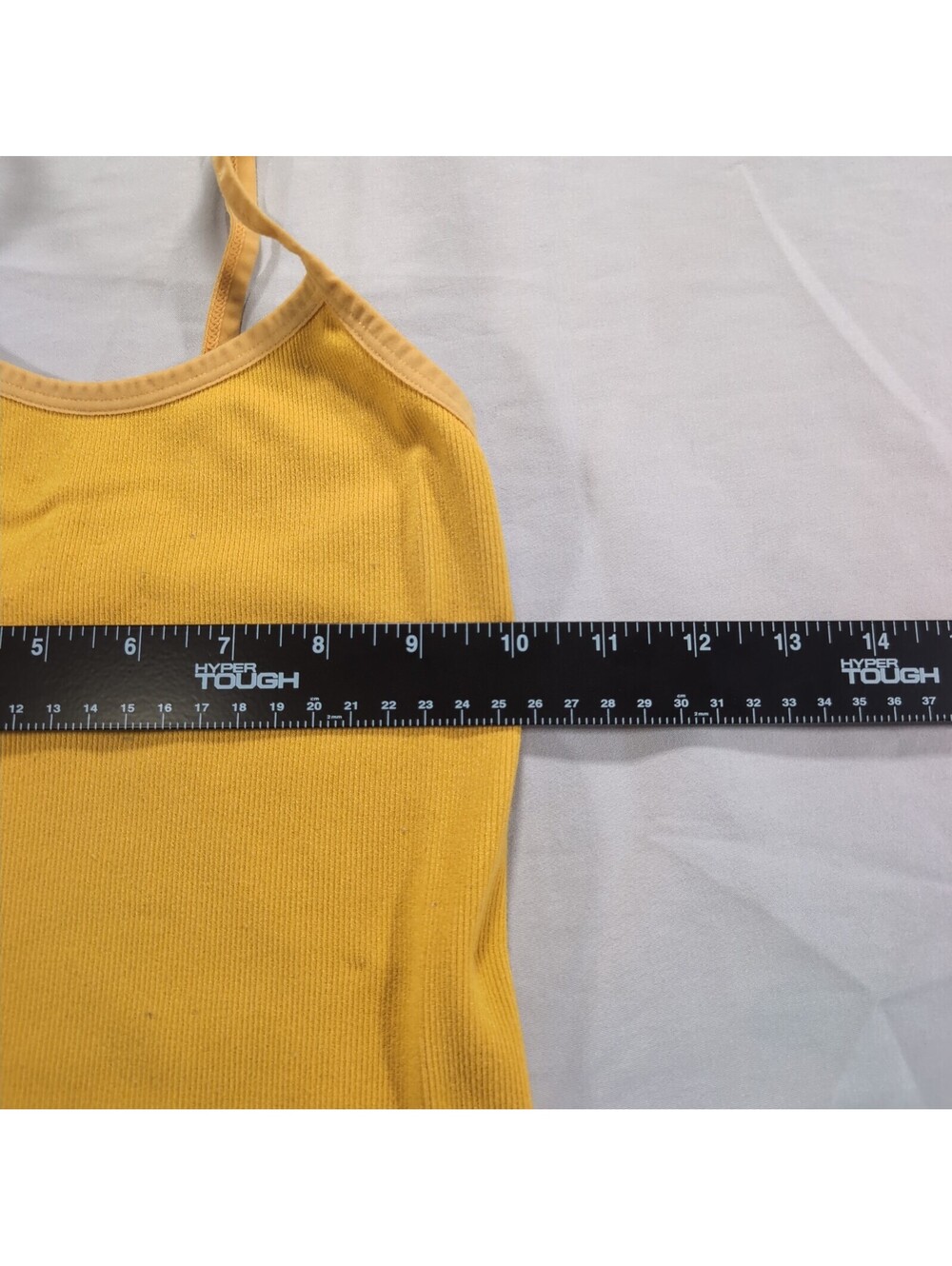 Yellow Ribbed Knit Spaghetti Strap Tank Top - Picture 4 of 5